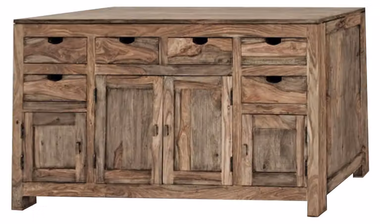 MASSIVMOEBEL24 | credenza in legno di Sheesham / palissandro 180x45x95 grigio scuro oliato NATURE GREY #84