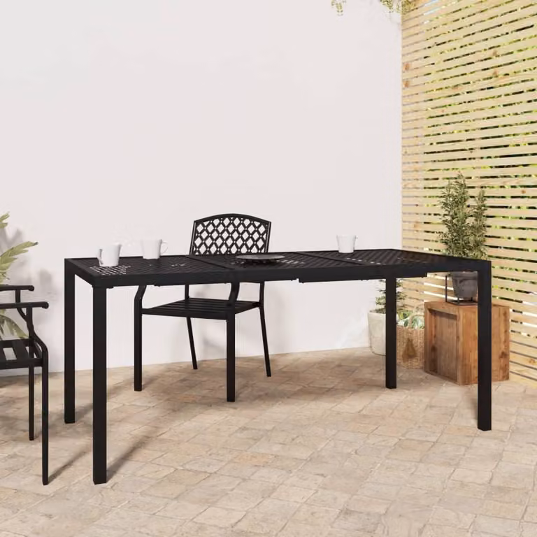 The Living Store tavolo da giardino antracite 165x80x72 cm in acciaio