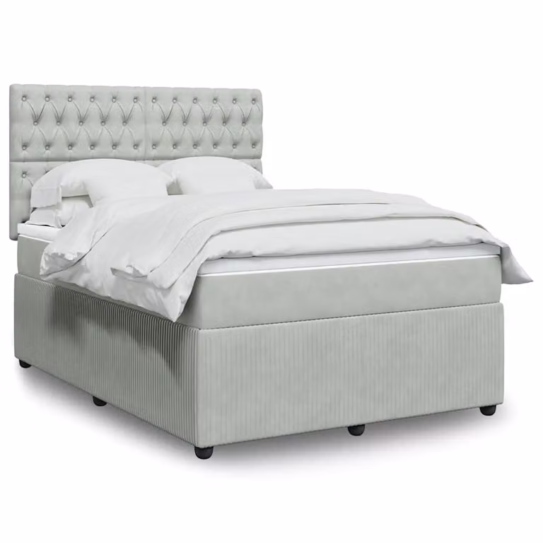 vidaXL Giroletto a Molle con Materasso in Velluto Grigio Chiaro L: 140 cm, P: 200 cm