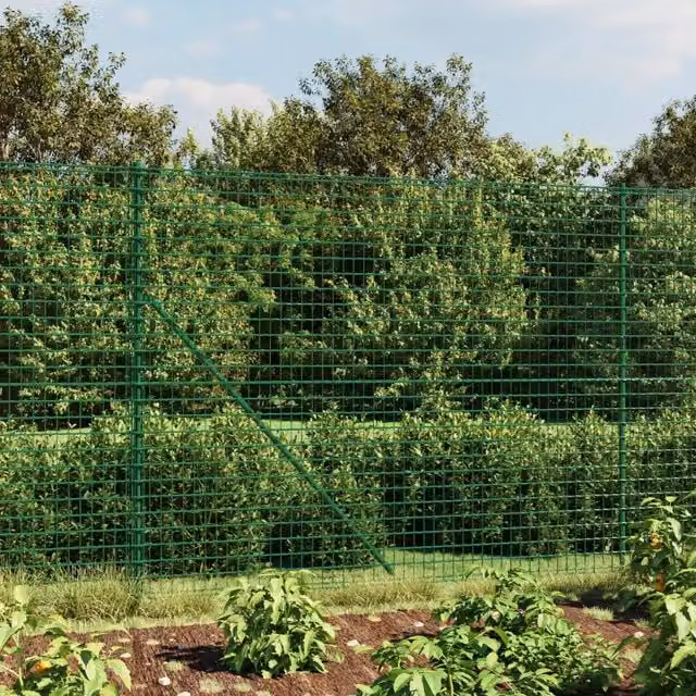 Recinzione Metallica con Flangia vidaXL Verde in Acciaio Zincato e Rivestimento PVC L: 25 m, H: 1,8 m