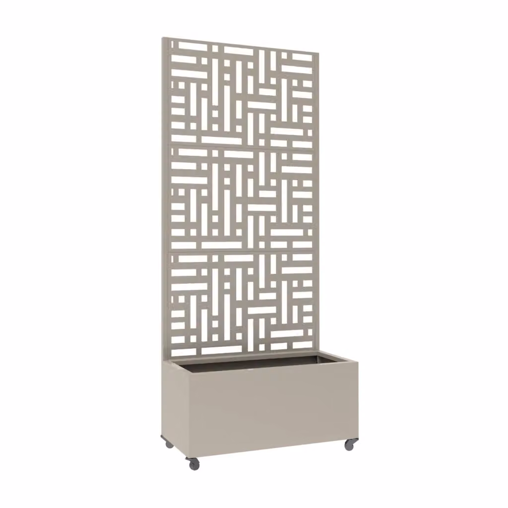 Fioriera con Spalliera Bernalda casa.pro in Acciaio Zincato con 4 Rotelle, Colore Verde o Beige, H 190 x L 82 x P 38 cm – 2