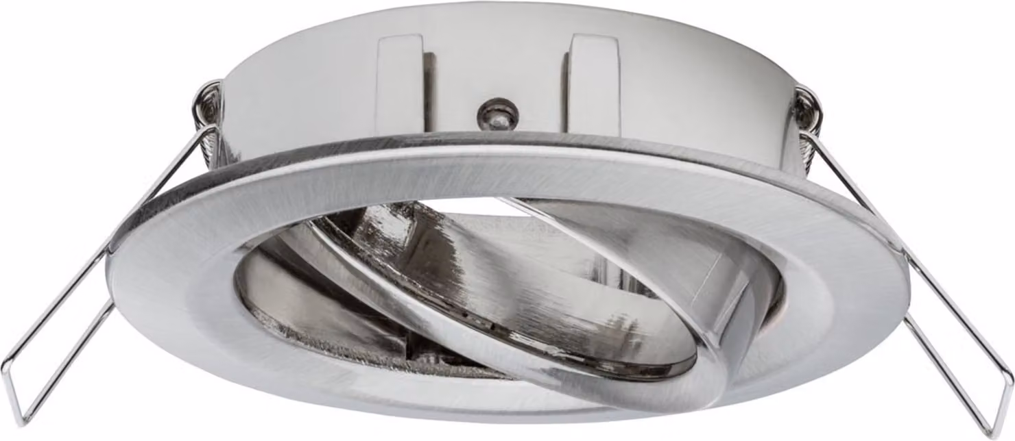 Paulmann 2Easy, faretto da incasso Nova, set di 3, orientabile, potenza massima 35W, 230V, diametro 51mm, materiale: ferro spazzolato/alluminio, finitura: zinco