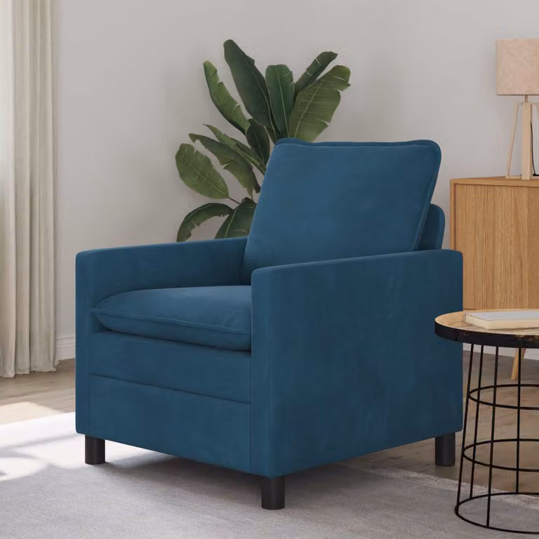 Divano moderno vidaXL in velluto blu L: 76 cm, P: 81 cm, H: 87,5 cm