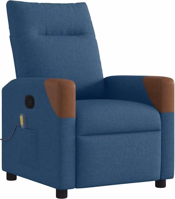 Poltrona Massaggiante | Sedia Relax Reclinabile Blu in Tessuto