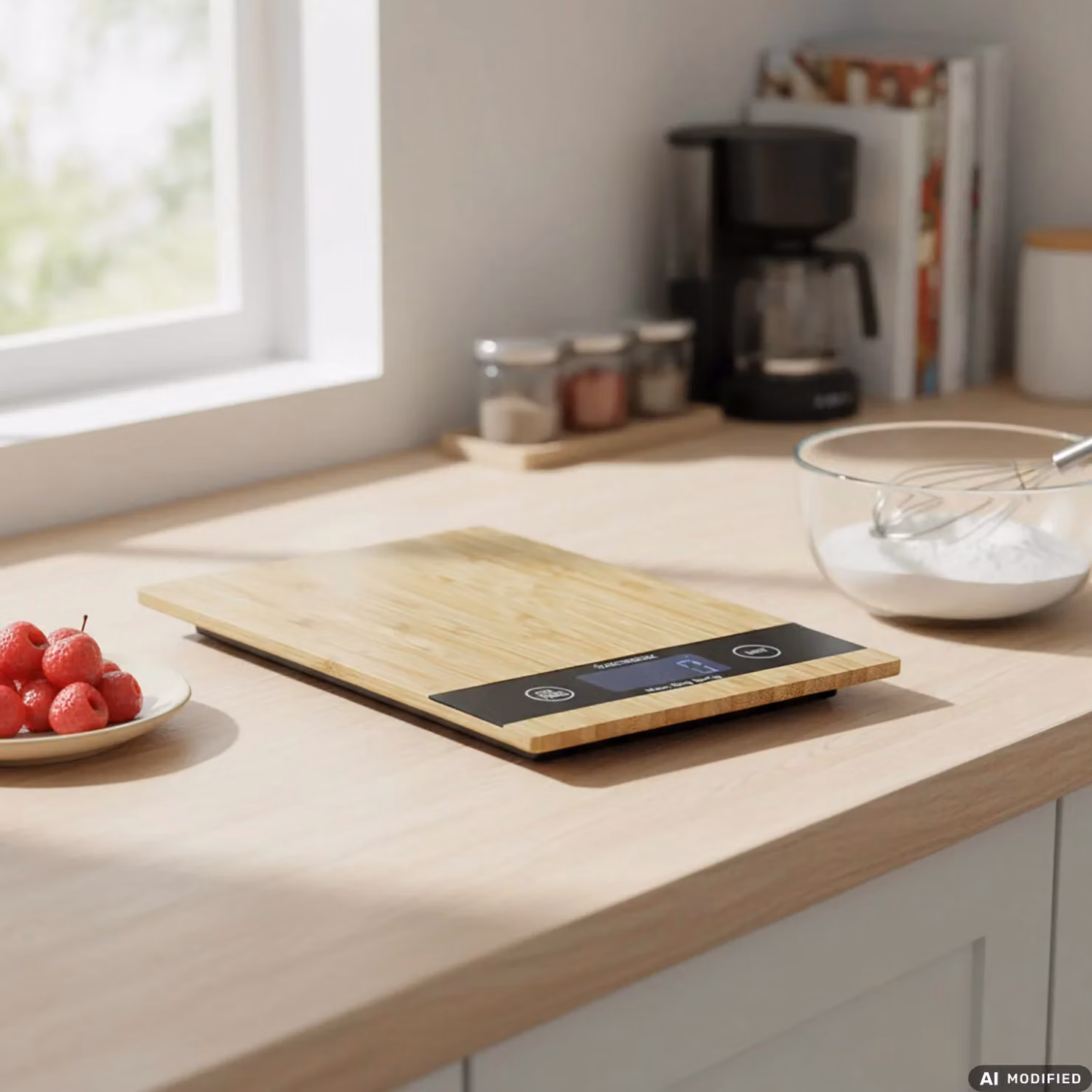 Bilancia Digitale da Cucina Dictrolux in Legno di Bamboo Marrone con Display Digitale e Funzione Tara, Capacità 5 kg – 2