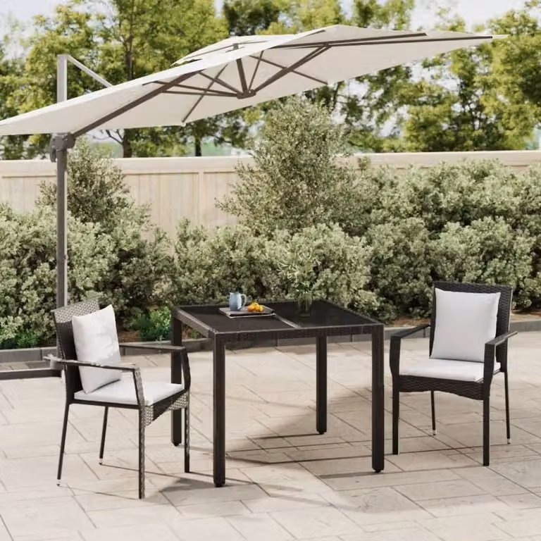 Maison Exclusive - Set da pranzo da giardino 3 pezzi con cuscini in polyrattan nero