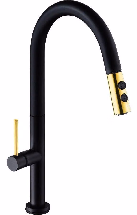 Mexen Ava rubinetto cucina, nero/oro - 672800-75
