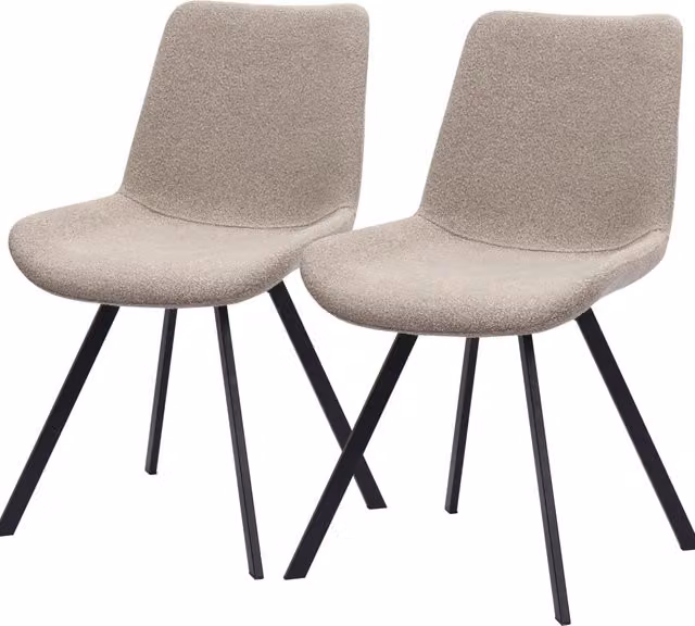 Set di 2 Sedie Girevoli da Pranzo con Rivestimento in Tessuto e Gambe in Metallo - Bianco o Beige