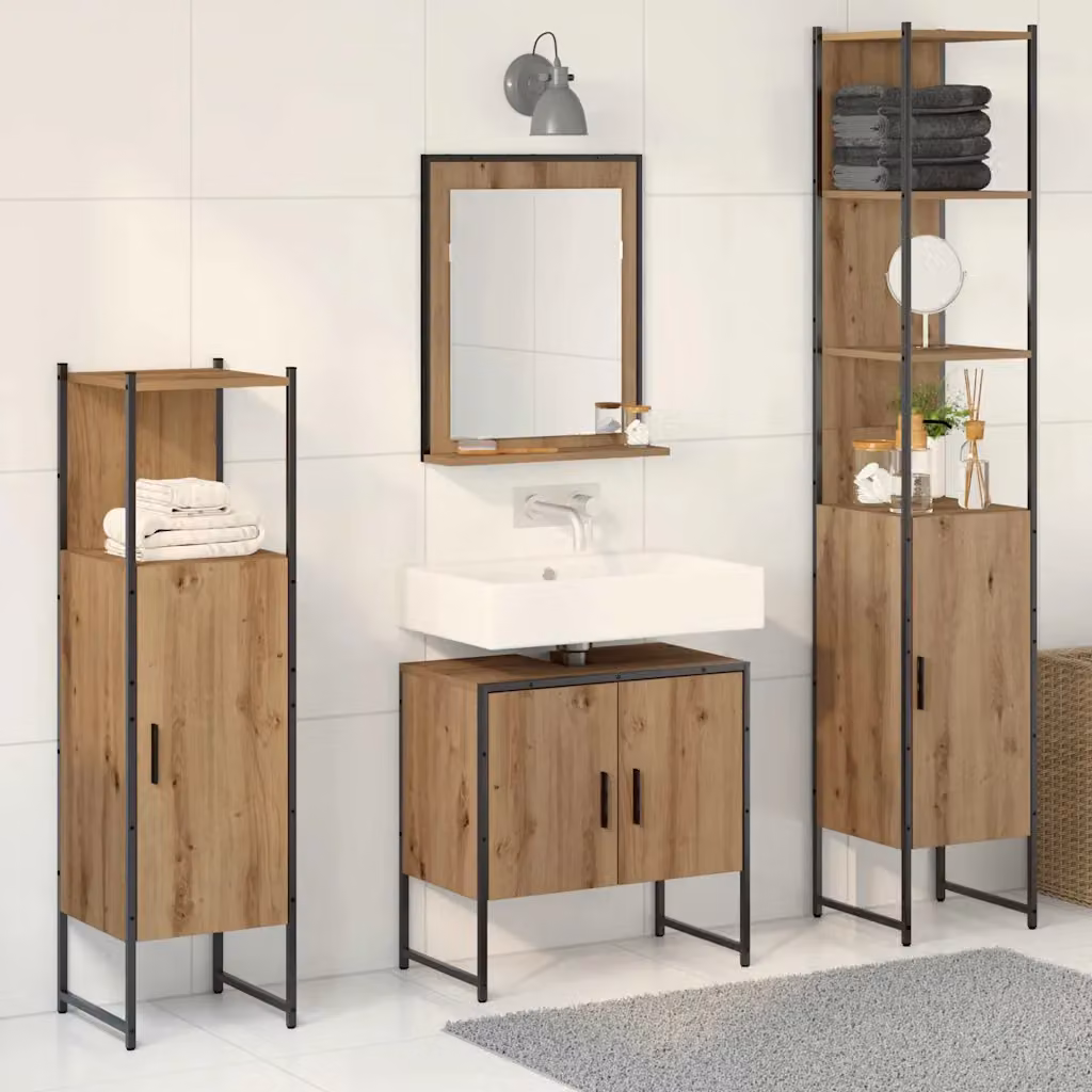 Set di mobili per il bagno moderno vidaXL in 4 pezzi marrone L/P/H: 60,0 x 33,0 x 185,5 cm