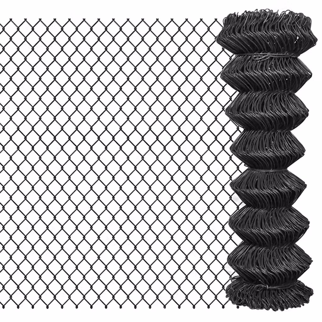 Recinzione in rete vidaXL in acciaio rivestito in PVC, Grigio, L: 15 m, H: 1,25 m
