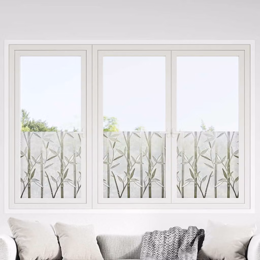 Set di 4 pellicole per finestre smerigliate vidaXL con motivo bambù in PVC bianco e trasparente