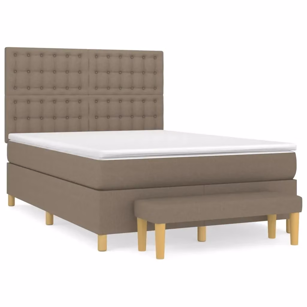 Letto Ibrido con Giroletto a Molle e Materasso vidaXL in Tessuto, Colore Grigio, L/P/H: 140 x 190 x 128 cm – 2