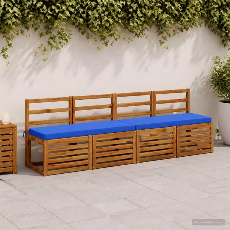 Set di 2 cuscini per panchina vidaXL VUGHT blu in poliestere con rivestimento rimovibile e resistente ai raggi UV