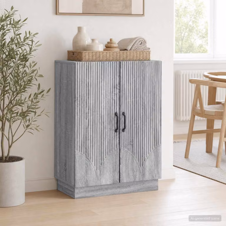 Credenza moderna vidaXL in legno ingegnerizzato MDF Grigio Sonoma L: 66 cm, P: 34,5 cm, H: 87 cm