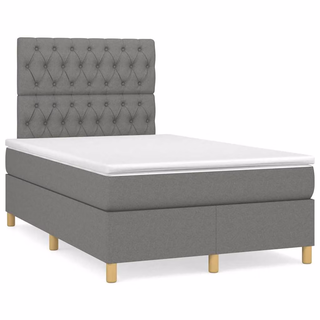 vidaXL Giroletto a Molle Ibrido in Legno di Pino con Materasso Grigio e Bianco L/P/H: 120 x 200 x 193 cm