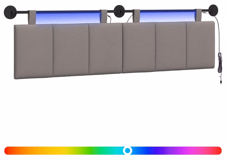Testiera sospesa Con luce LED Tortora Tessuto