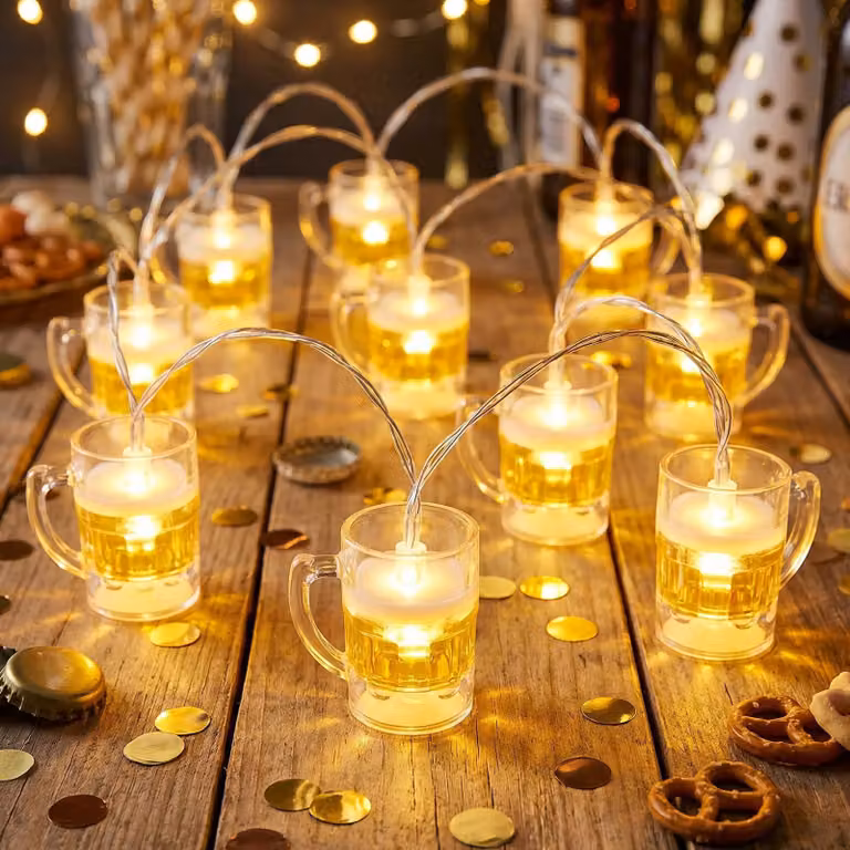 Catena luminosa a LED per bicchieri, lunghezza 1,5 metri, 10 luci, alimentazione USB