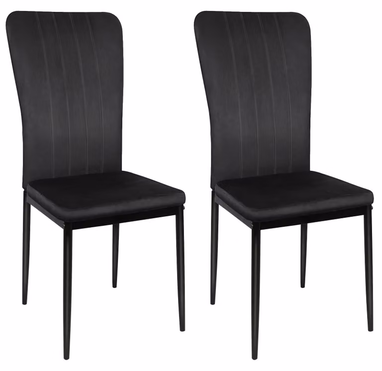 Set di 2 sedie da pranzo in velluto, ideali per la cucina. Seduta imbottita, schienale ergonomico, con braccioli, struttura in metallo, colore nero