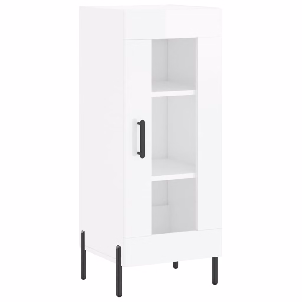 Credenza Bianco Lucido 34,5x34x90 cm in Legno Multistrato