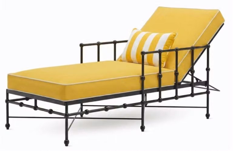 Sedia da giardino Casa Padrino, con braccioli, nera/gialla, 190 cm - Lettino prendisole - Arredamento per hotel e giardino, disponibile per acquisti aziendali