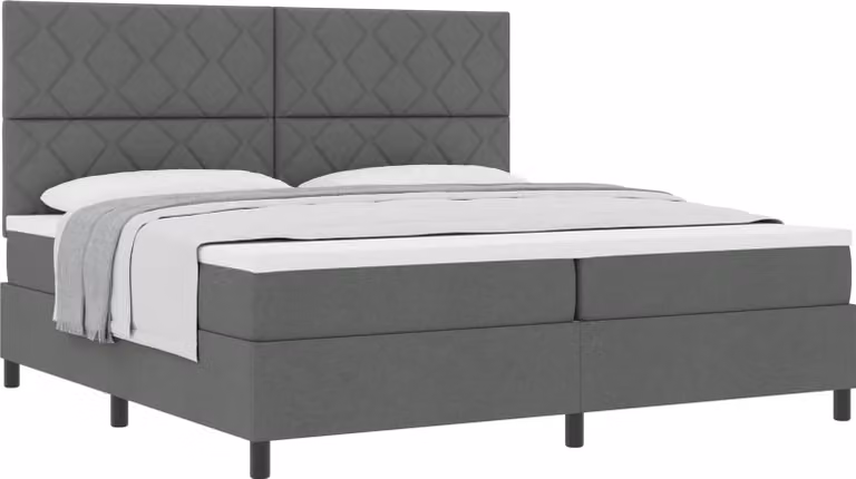 Letto a molle con materasso grigio scuro 200 x 200 cm in tessuto