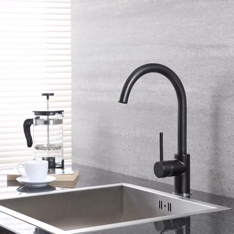 Rubinetto Miscelatore da Cucina con Beccuccio Girevole - Nero - Nox