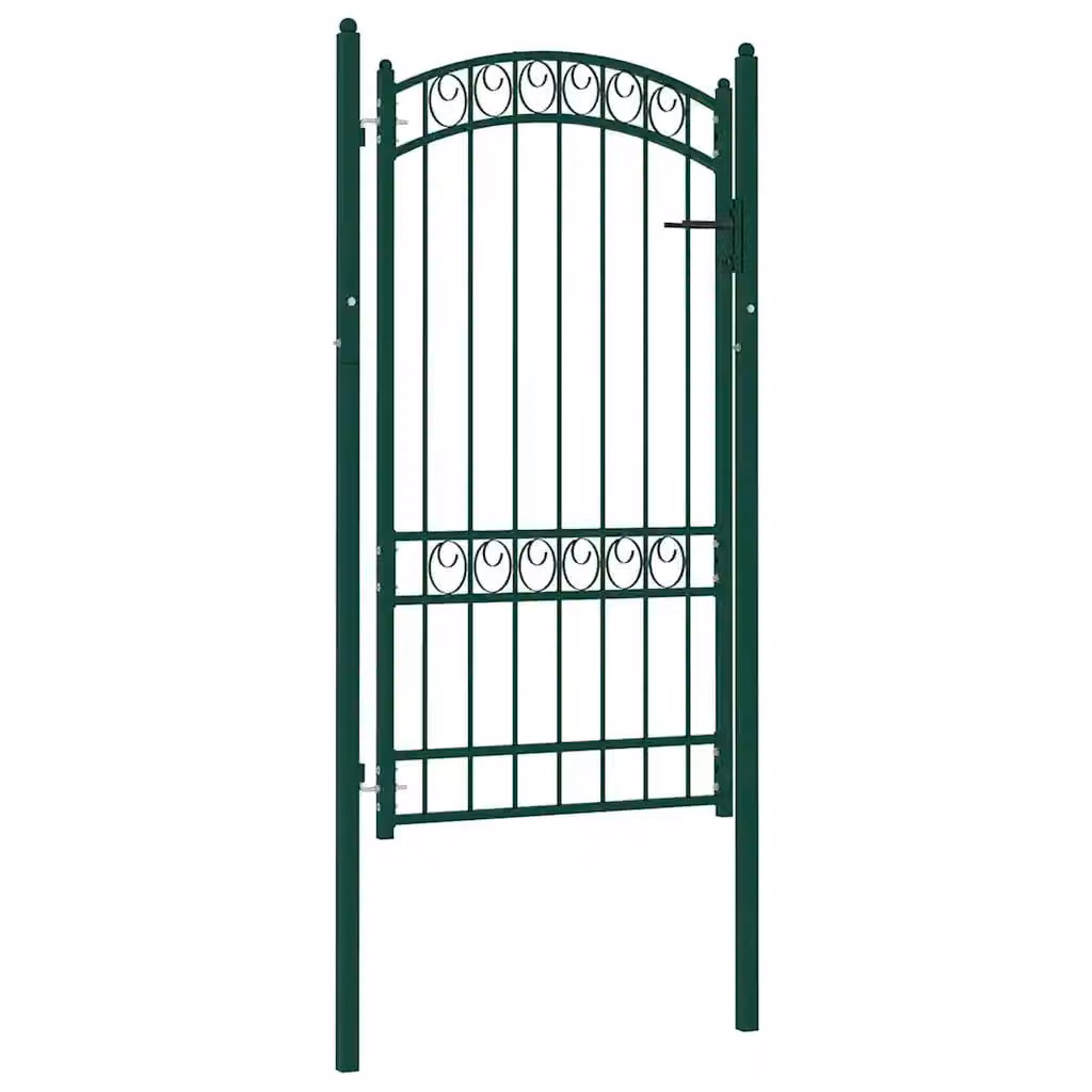 vidaXL Cancello singolo ad arco in acciaio verde L: 100 cm
