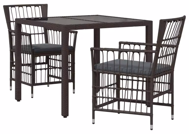 Set da esterno per 3 persone, composto da tre sedie in rattan sintetico nero