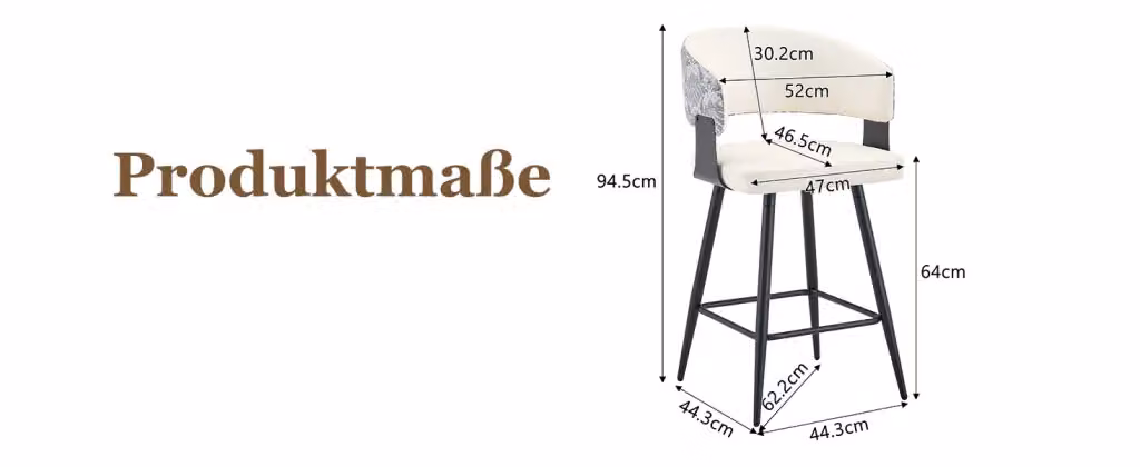 Sgabello da bar OKWISH moderno con schienale in ecopelle e struttura in metallo, seduta ergonomica e poggiapiedi, colore bianco – 2