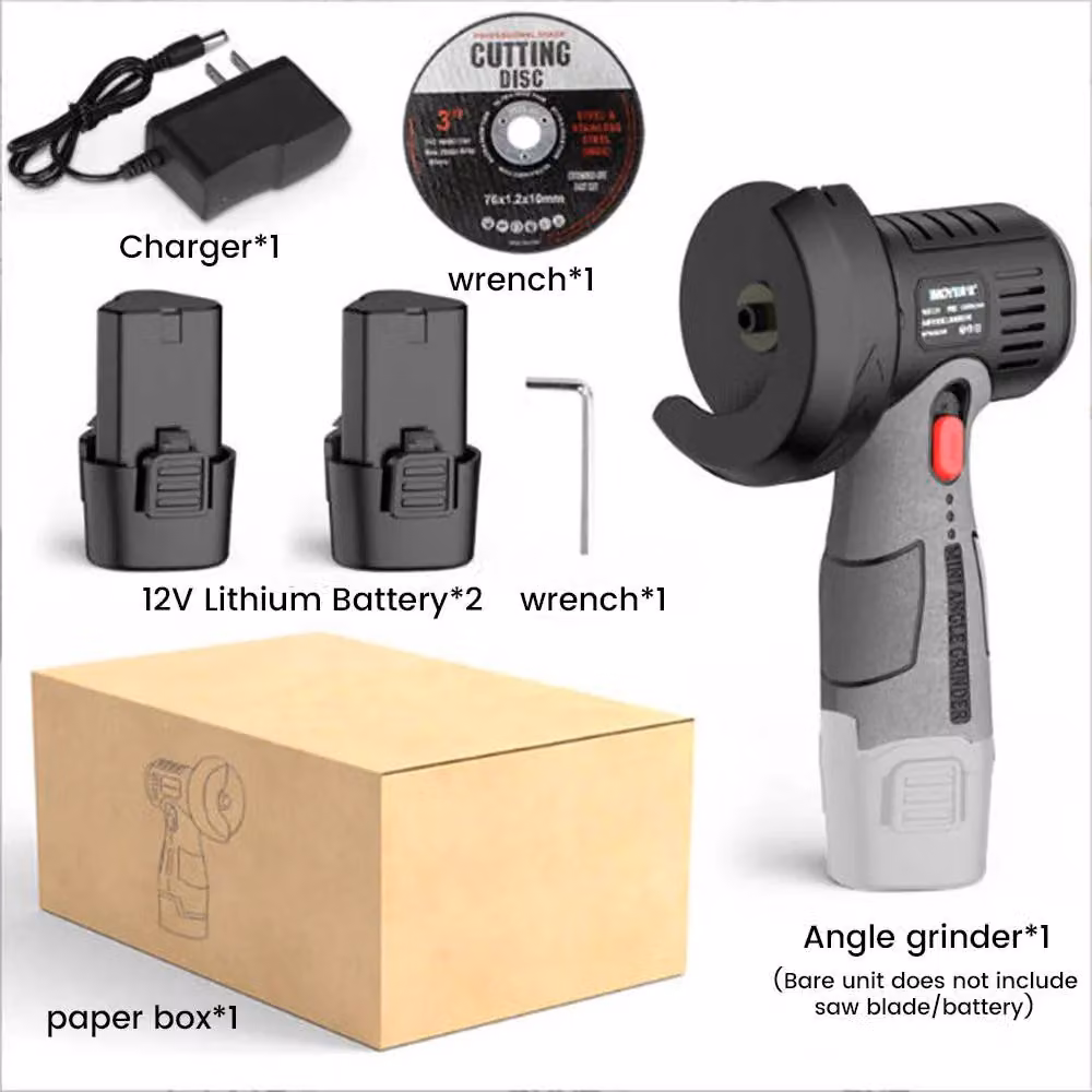 Smerigliatrice angolare compatta a batteria - 12 V - Motore a spazzole - Ideale per smerigliatura, taglio e lucidatura - Senza batteria