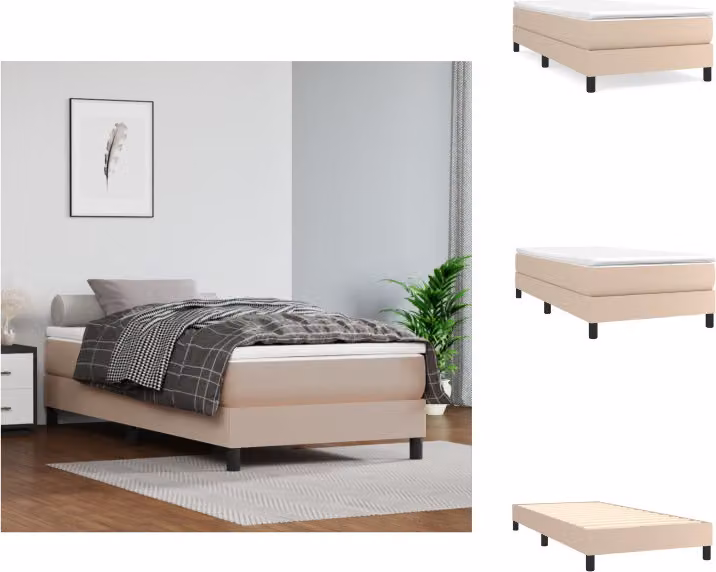 vidaXL Letto a molle insacchettate cappuccino-marrone 90x200 cm in Pelle finta - Letti e strutture letto