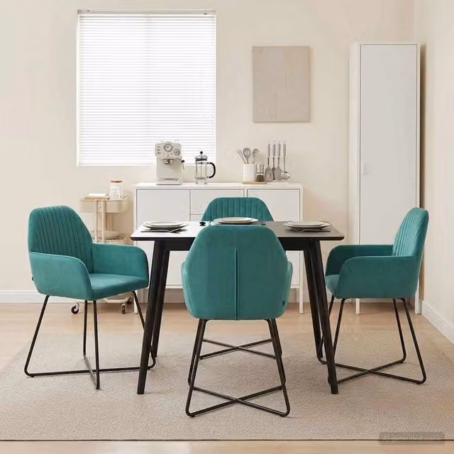Sedie da pranzo 4 pz Velluto Turchese 55 x 50 x 84 cm 3428381