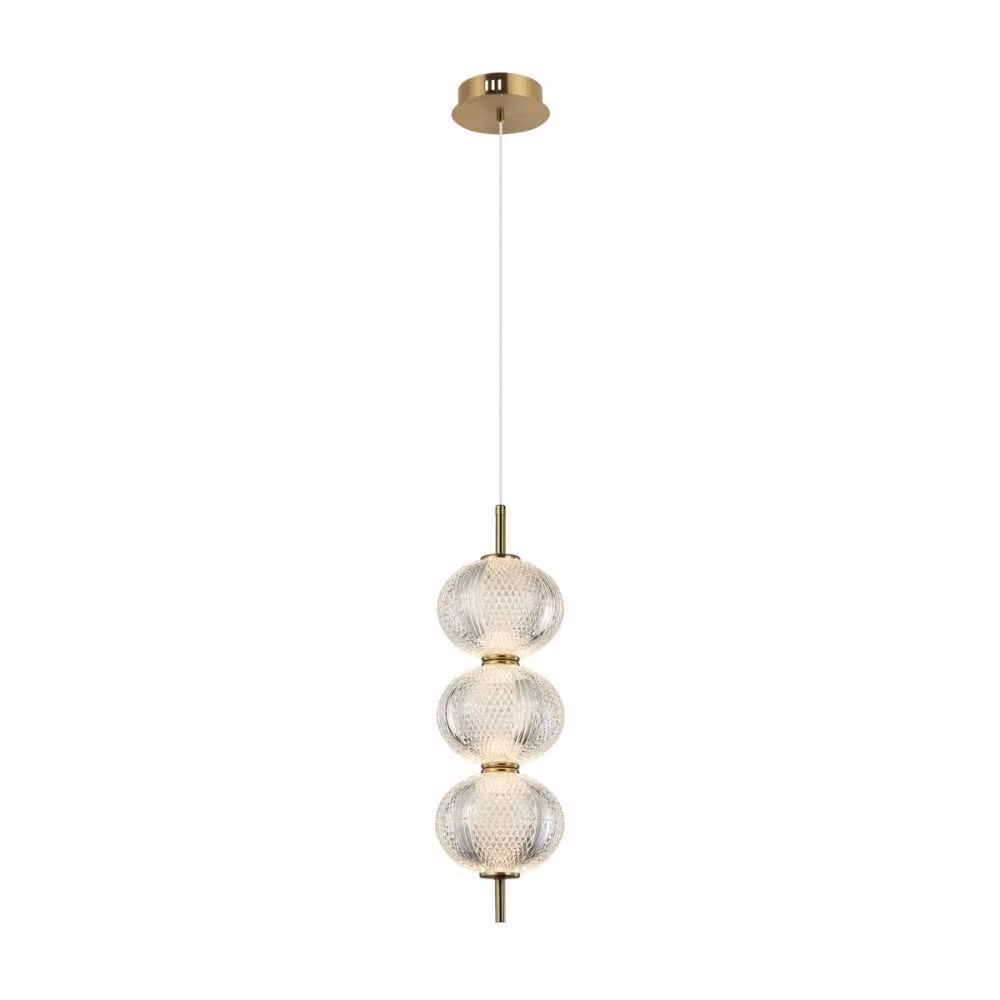 Lampada a sospensione LED LAZIE in ottone e vetro trasparente, 13 W, bianco caldo, 1300 lm, plastica, dimensioni: 152 x 15 x 15 cm, IP20, Italux