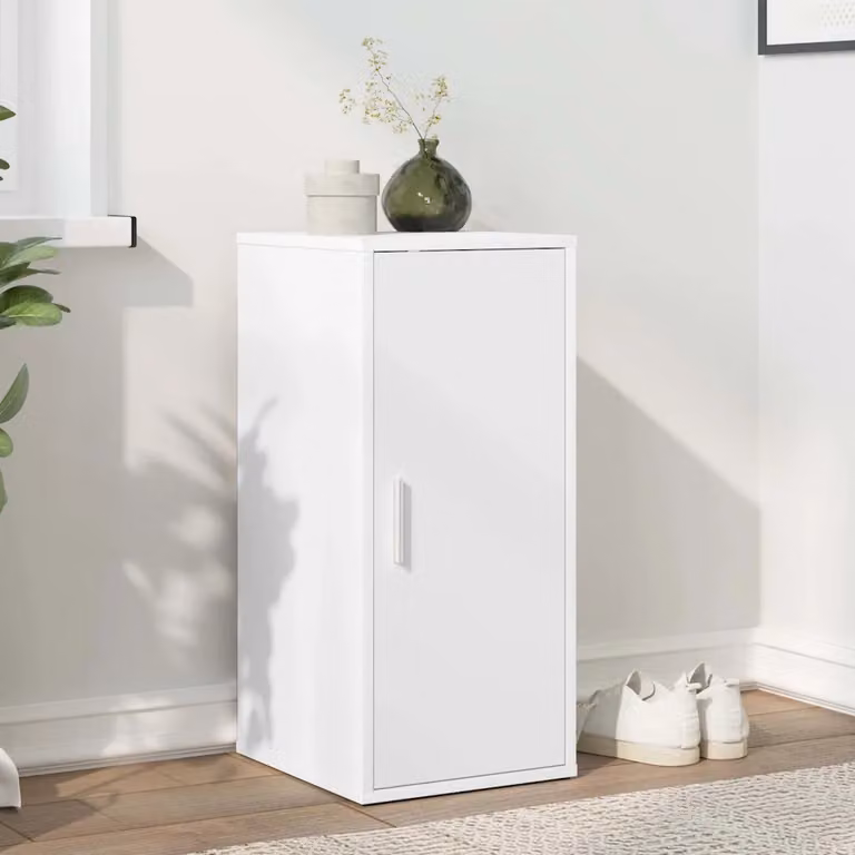 Scarpiera bianca vidaXL con ante a battente in MDF e ripiani piatti, L/P/H: 32 x 35 x 70 cm