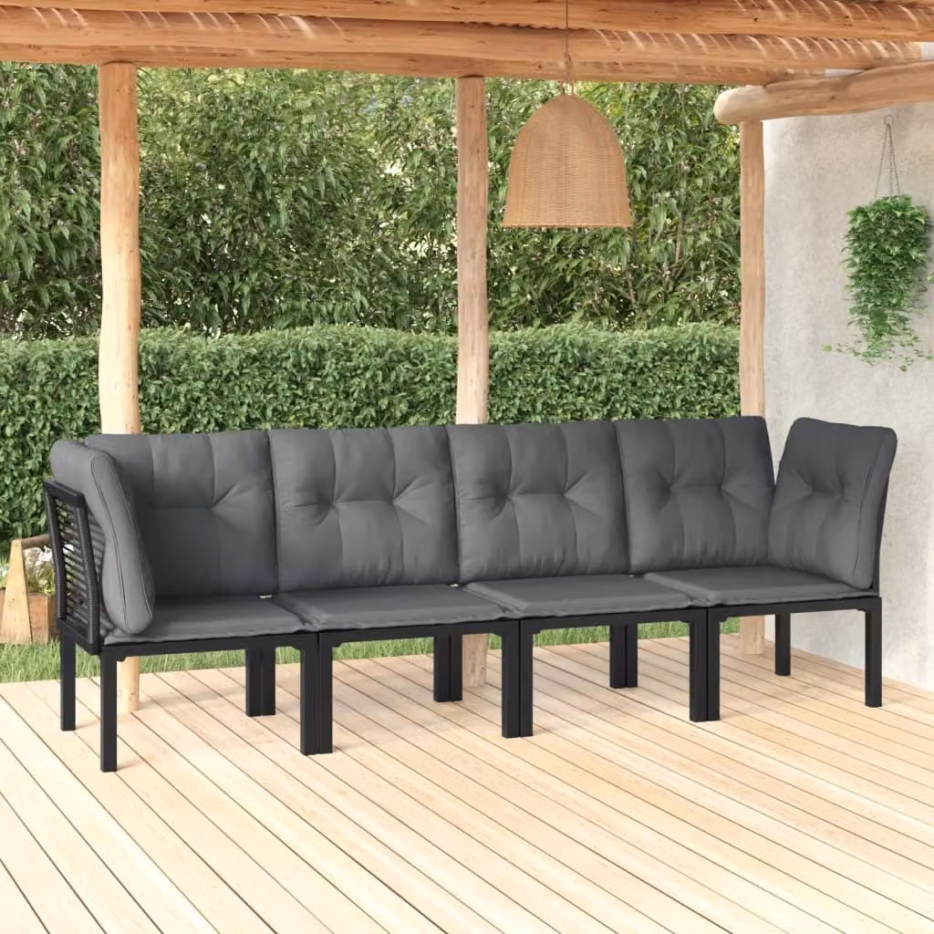 Maison Exclusive - Set da giardino 4 pezzi in polyrattan nero e grigio