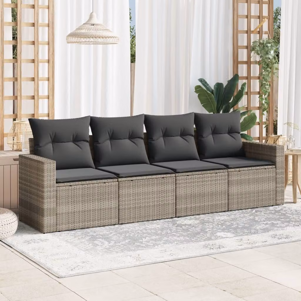 Maison Exclusive - Set Divano da Giardino 4pz con Cuscini Grigio Chiaro Polyrattan