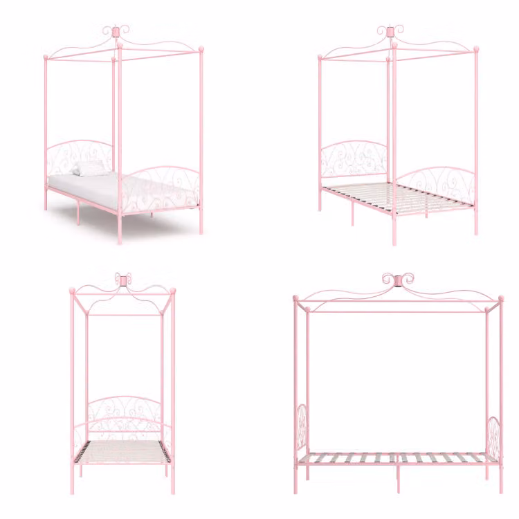 vidaXL Struttura letto a baldacchino in metallo rosa 90 x 200 cm - Struttura letto - Cornici letto - Struttura letto - Letto