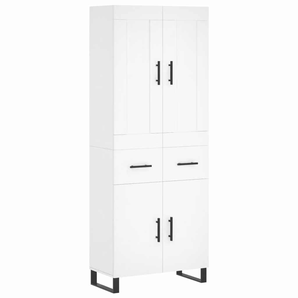 Credenza Bianca 69,5x34x180 cm in Legno Multistrato