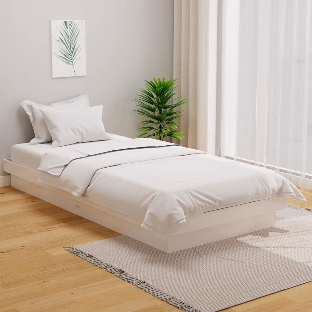 The Living Store Letto in legno massiccio bianco 90x200 cm