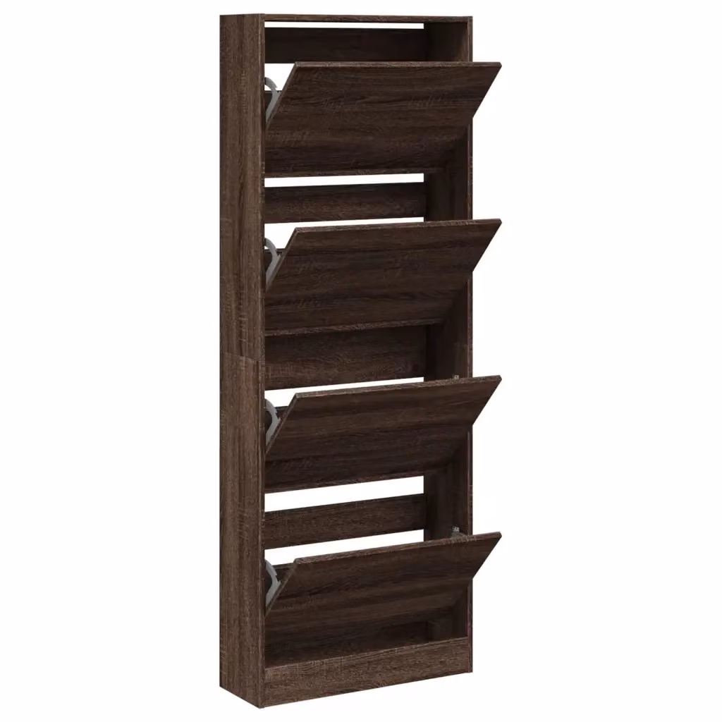 Scarpiera a parete Design Mania Marrone con scomparti basculanti L: 60 cm, P: 21 cm, H: 163,5 cm – 2