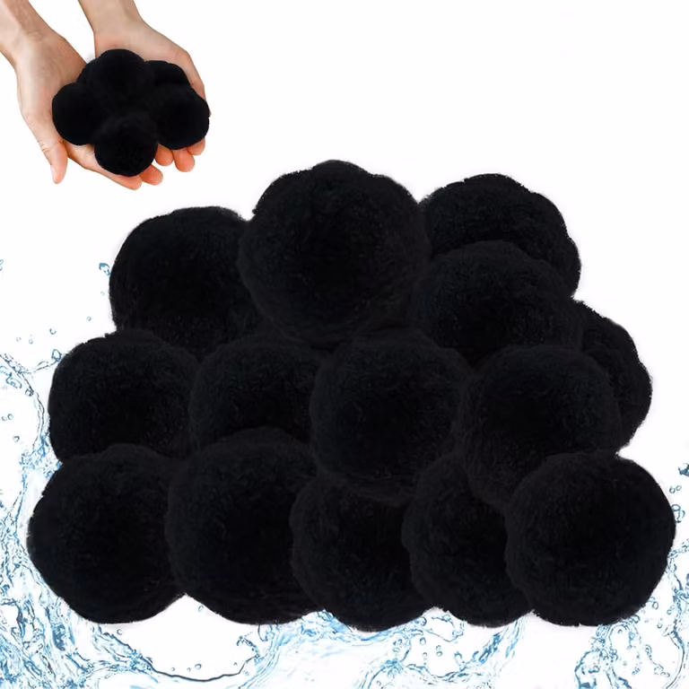 QEENTOE, sfere filtranti per piscina, 700g, nere, materiale filtrante per sistemi di filtrazione a sabbia per piscine e pompe filtranti