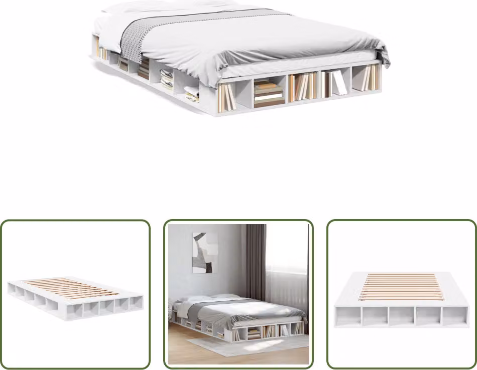 The Living Store Giroletto bianco 120x200 cm in materiale ligneo