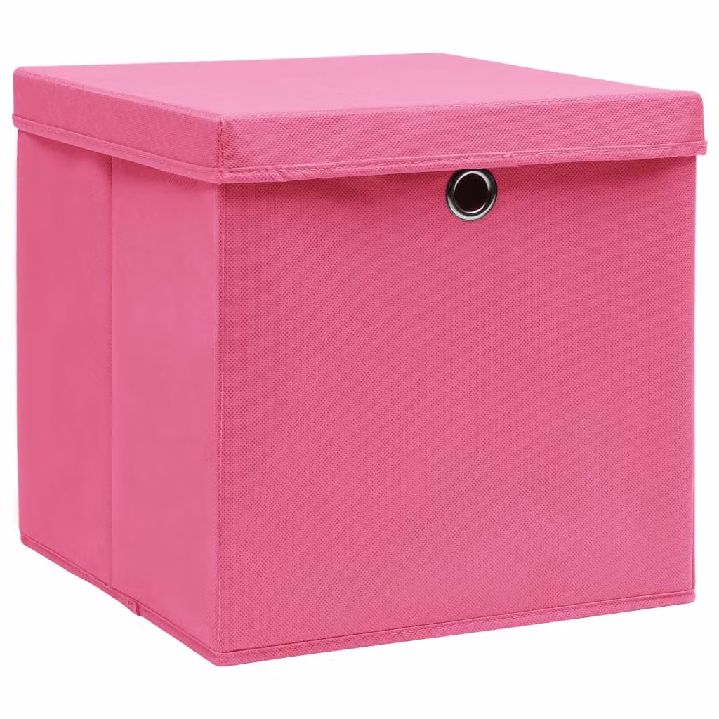 vidaXL Scatole con coperchio 4 pezzi 28x28x28 cm Rosa