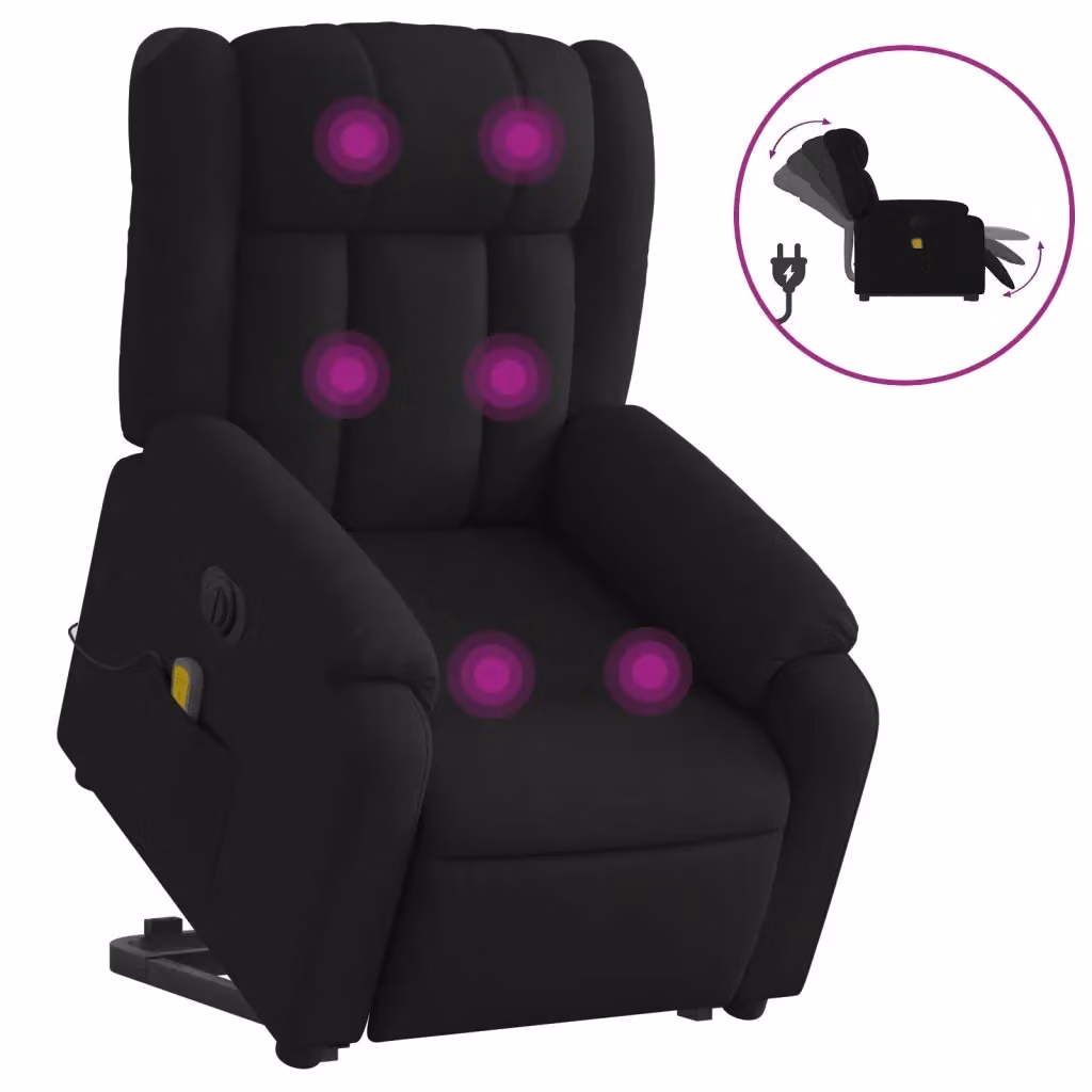 Poltrona Alzapersona Elettrica con Massaggio vidaXL in Tessuto Nero per Senior – 2
