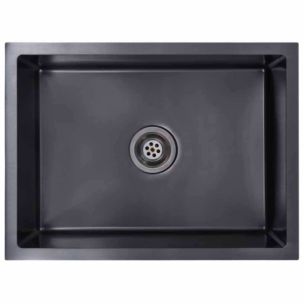 Lavello da Cucina Lavorato a Mano Nero in Acciaio Inox
