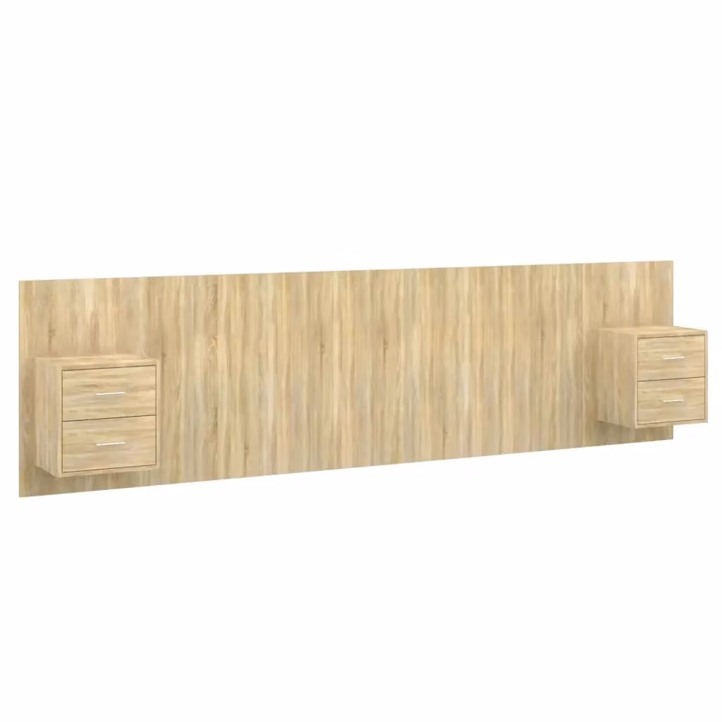 Testiera Letto con Comodini Integrati vidaXL in Legno Rovere e Beige – 2