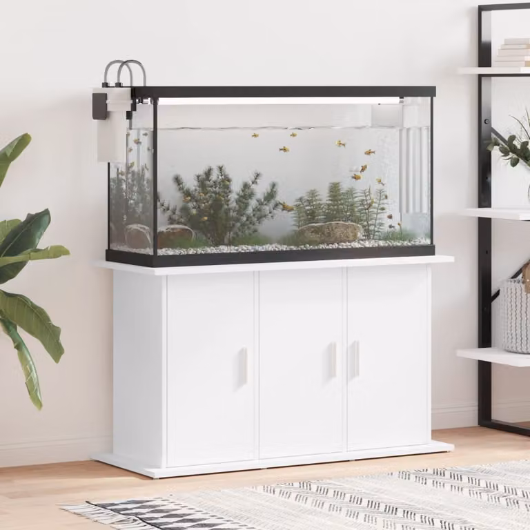 vidaXL Supporto per Acquario Moderno in Legno Bianco con Ante a Battente L/P/H: 101 x 41 x 58 cm