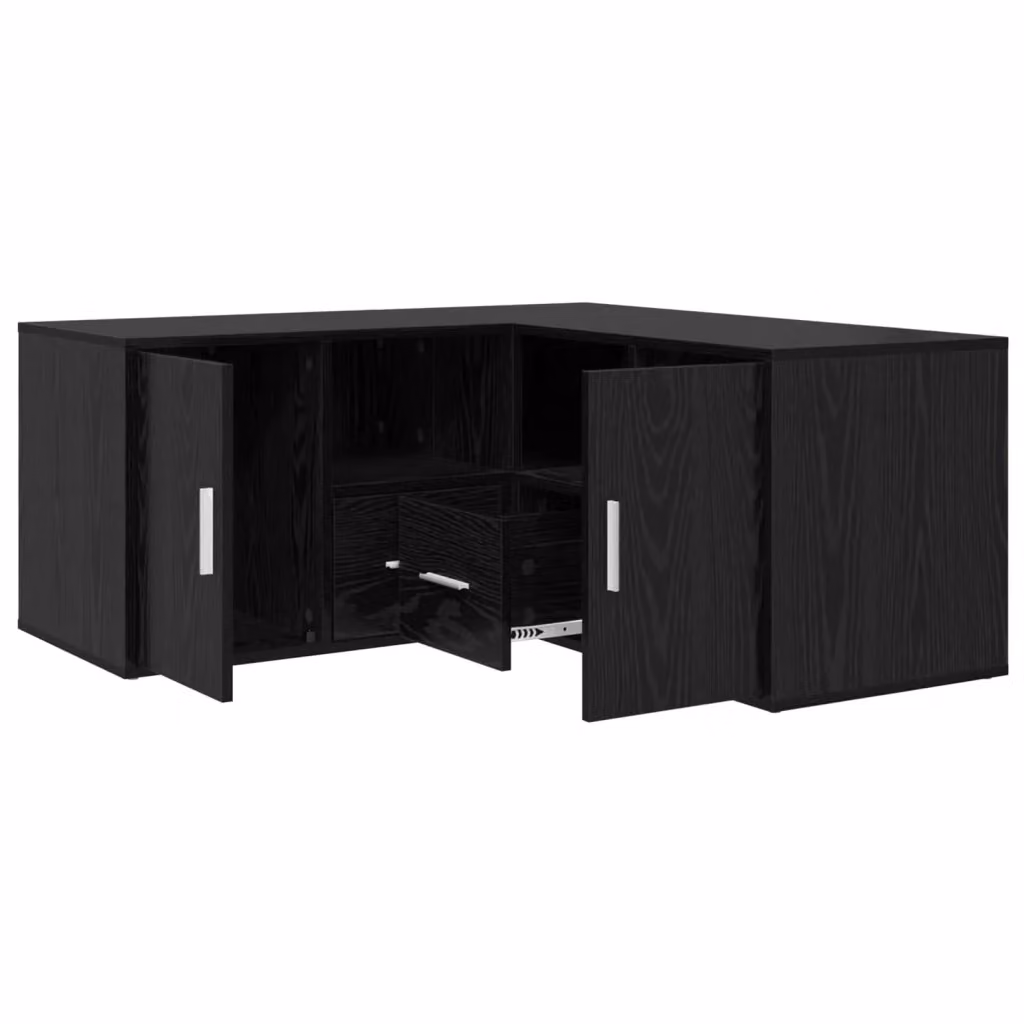 Mobile angolare moderno vidaXL in MDF nero opaco con ripiani regolabili e pannello posteriore – 2