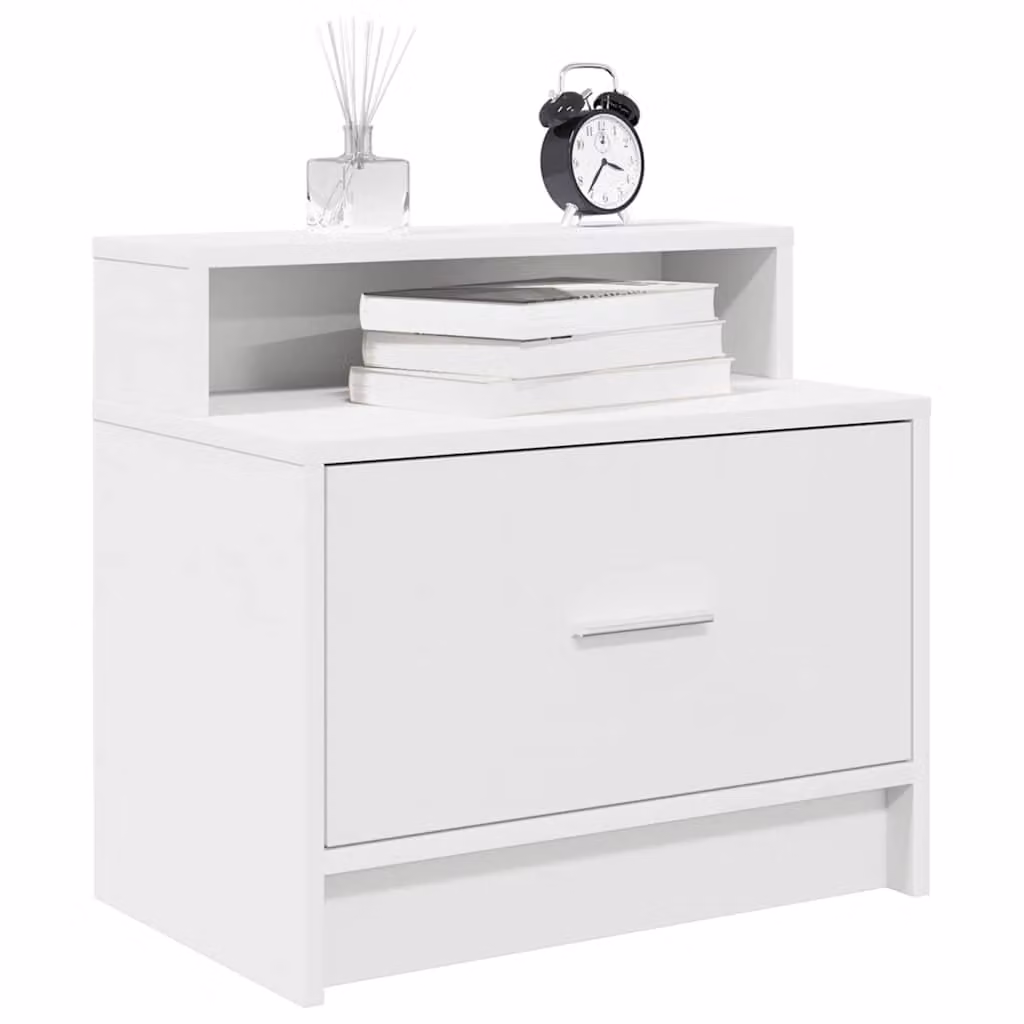 Comodino con Cassetto vidaXL Bianco Moderno L: 51 cm, P: 31 cm, H: 47 cm