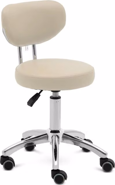 Sgabello girevole con schienale 46 x 60 cm 150 kg beige scuro alluminio PVC schiuma sintetica beige scuro 14_0010097